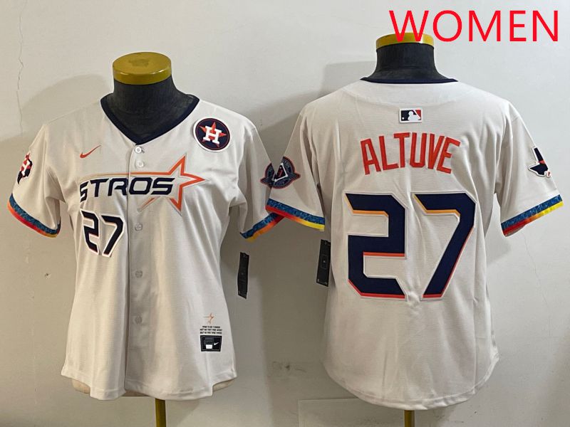 Women Houston Astros #27 Altuve Cream Fourth generation Joint Name Nike 2025 MLB Jersey style 5